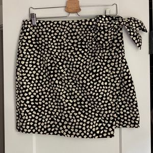 Black and gold faux wrap skirt with bow from J Crew